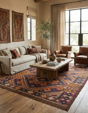 6' 3 x 11' 4 Hand Woven Kilim Fars Wool Rug