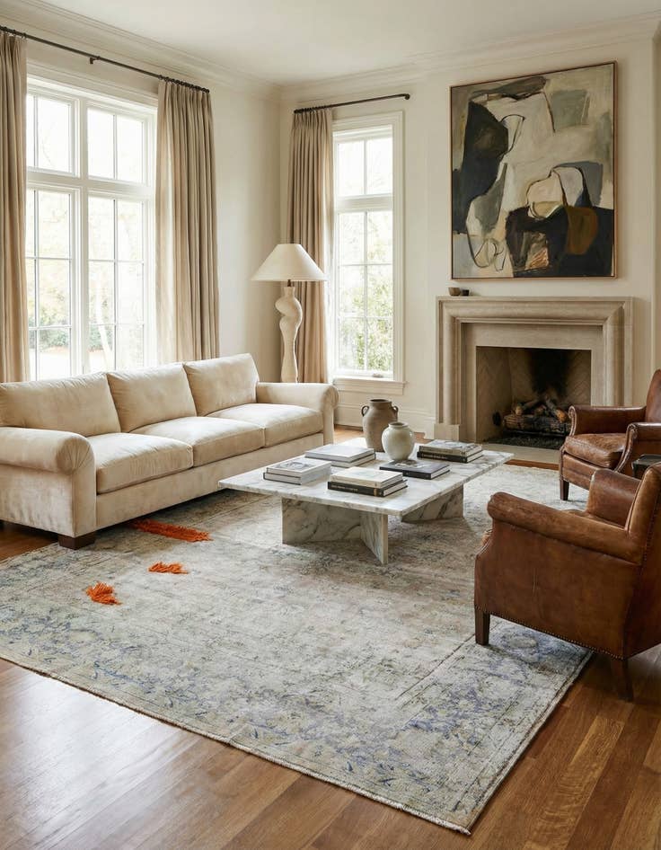 Detail image of  9' 10 x 13'  Hand Knotted Ultra Vintage Persian Wool Rug