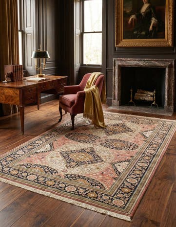 4' 7 x 6' 11 Hand Knotted Ghom Silk Persian Rug