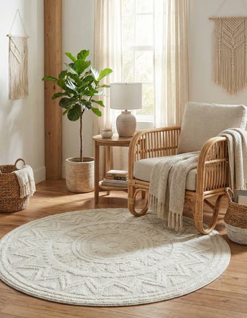 Ivory Boho Round Rug