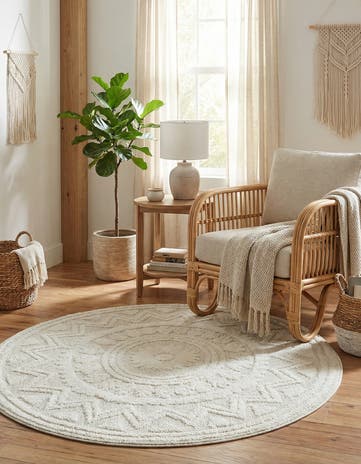 Ivory Boho Round Rug