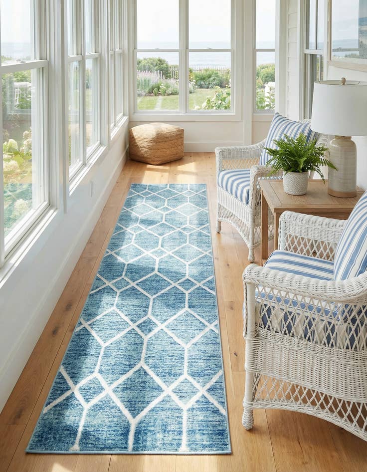 Detail image of  2' 7 x 13' Lattice Trellis Runner Rug