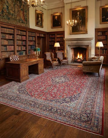 9' 9 x 12' 6 Hand Knotted Mashad Persian Wool Rug