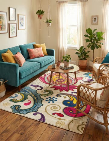 Cream Washable Hyacinth Rug