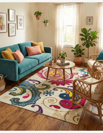Cream Washable Hyacinth Rug