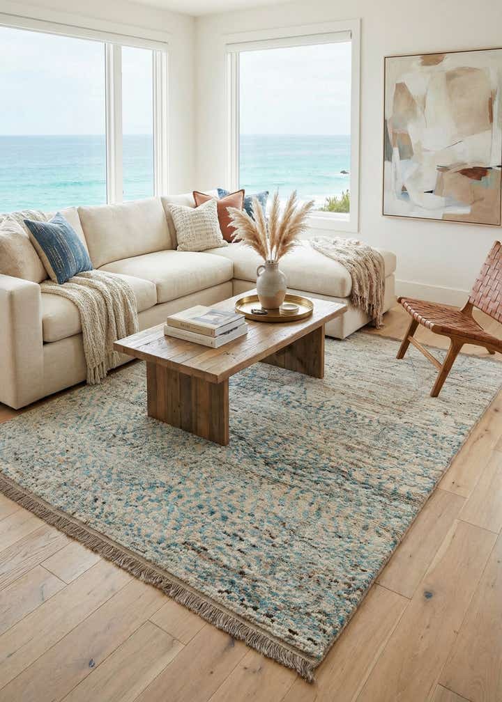 6' 7 x 8' 8 Hand Knotted Moroccan Wool Rug