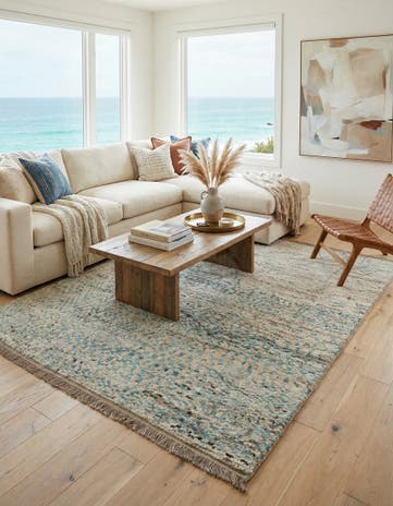 6' 7 x 8' 8 Hand Knotted Moroccan Wool Rug