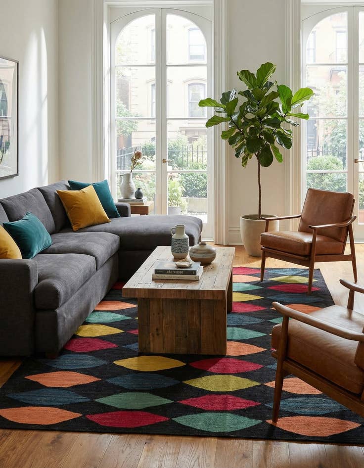 Detail image of 5' 8 x 7' 10  Hand Woven Kilim Modern Wool Rug