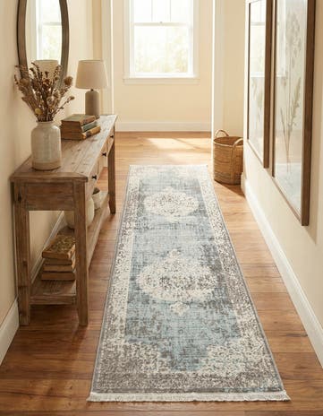 Light Blue Modern Classical Runner Rug