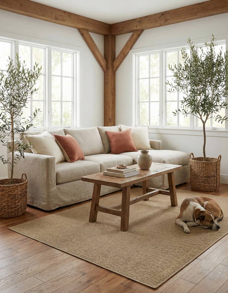 Detail image of 5' 3 x 8' Easy-Clean Solid Indoor / Outdoor Rug