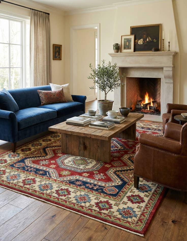 Detail image of 6' 6 x 9' 9  Hand Knotted Kazak Rug