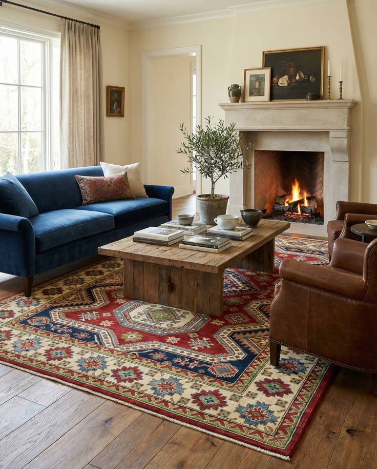 Detail image of 6' 6 x 9' 9 Hand Knotted Kazak Rug