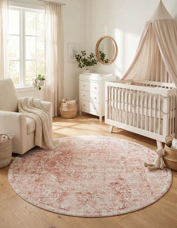 Pink Oxford Round Rug