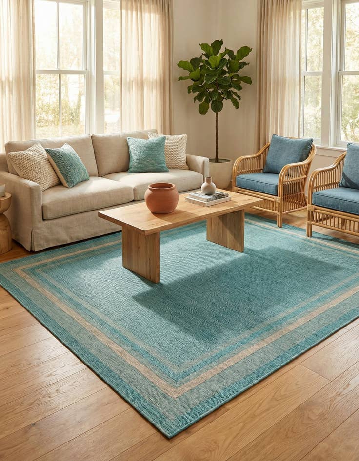 Detail image of 10' 8 x 10' 8  Washable Border Indoor / Outdoor Square Rug