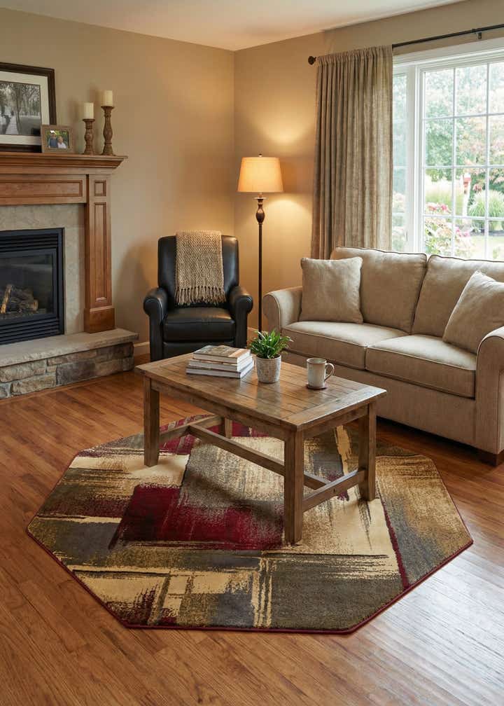 7' x 7' Coffee Shop Octagon Rug