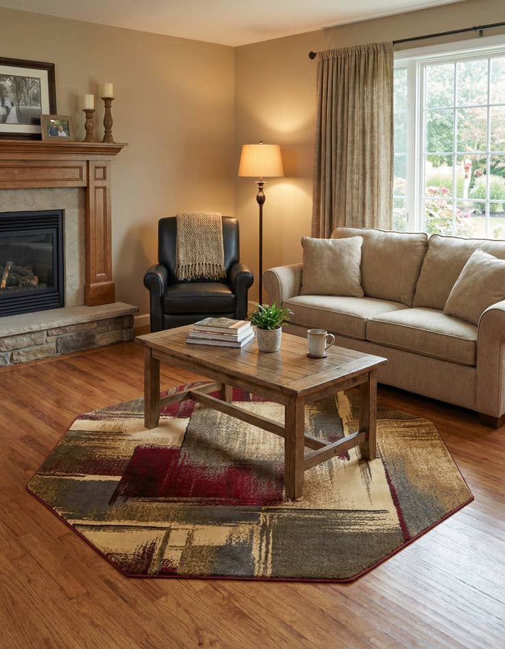 Detail image of 7' x 7' Coffee Shop Octagon Rug