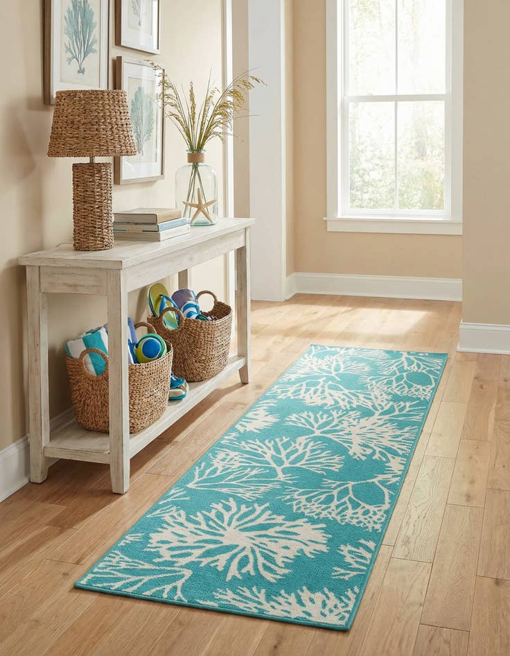 Detail image of 2' x 8'  Washable Coastal Indoor / Outdoor Runner Rug