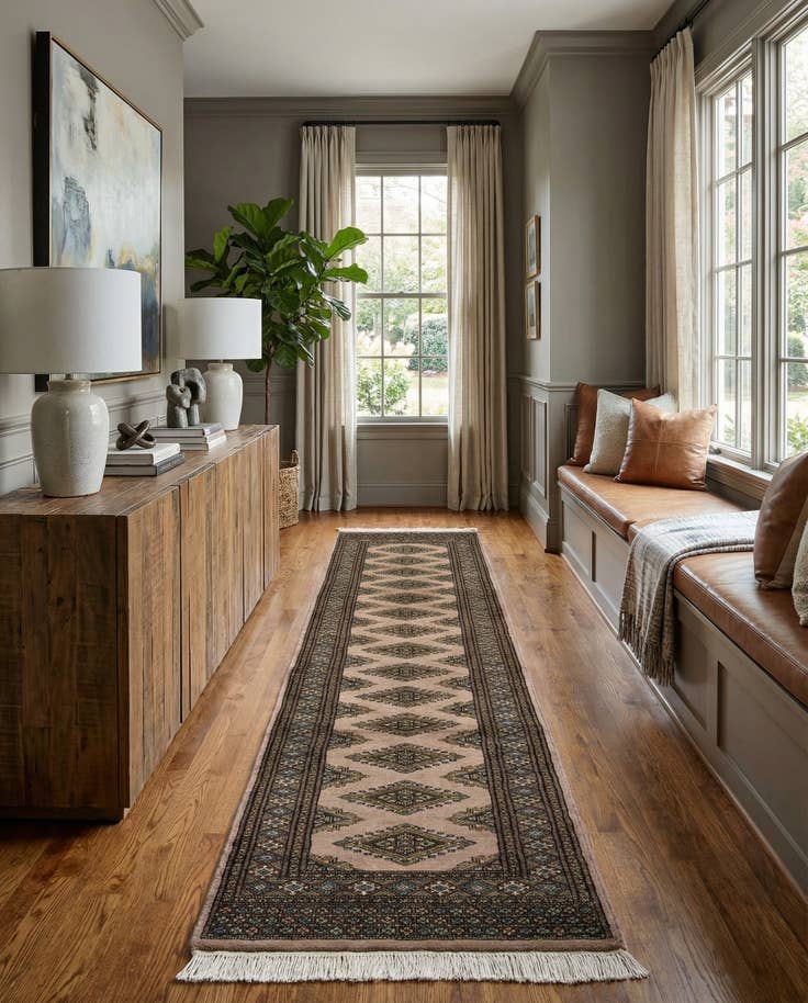 Detail image of 2' 6 x 11' 10 Hand Knotted Bokhara Wool Runner Rug
