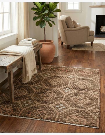 3' 6 x 3' 10 Hand Knotted Ultra Vintage Persian Wool Square Rug