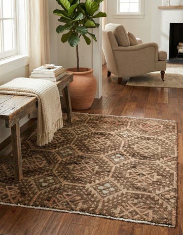 3' 6 x 3' 10 Hand Knotted Ultra Vintage Persian Wool Square Rug