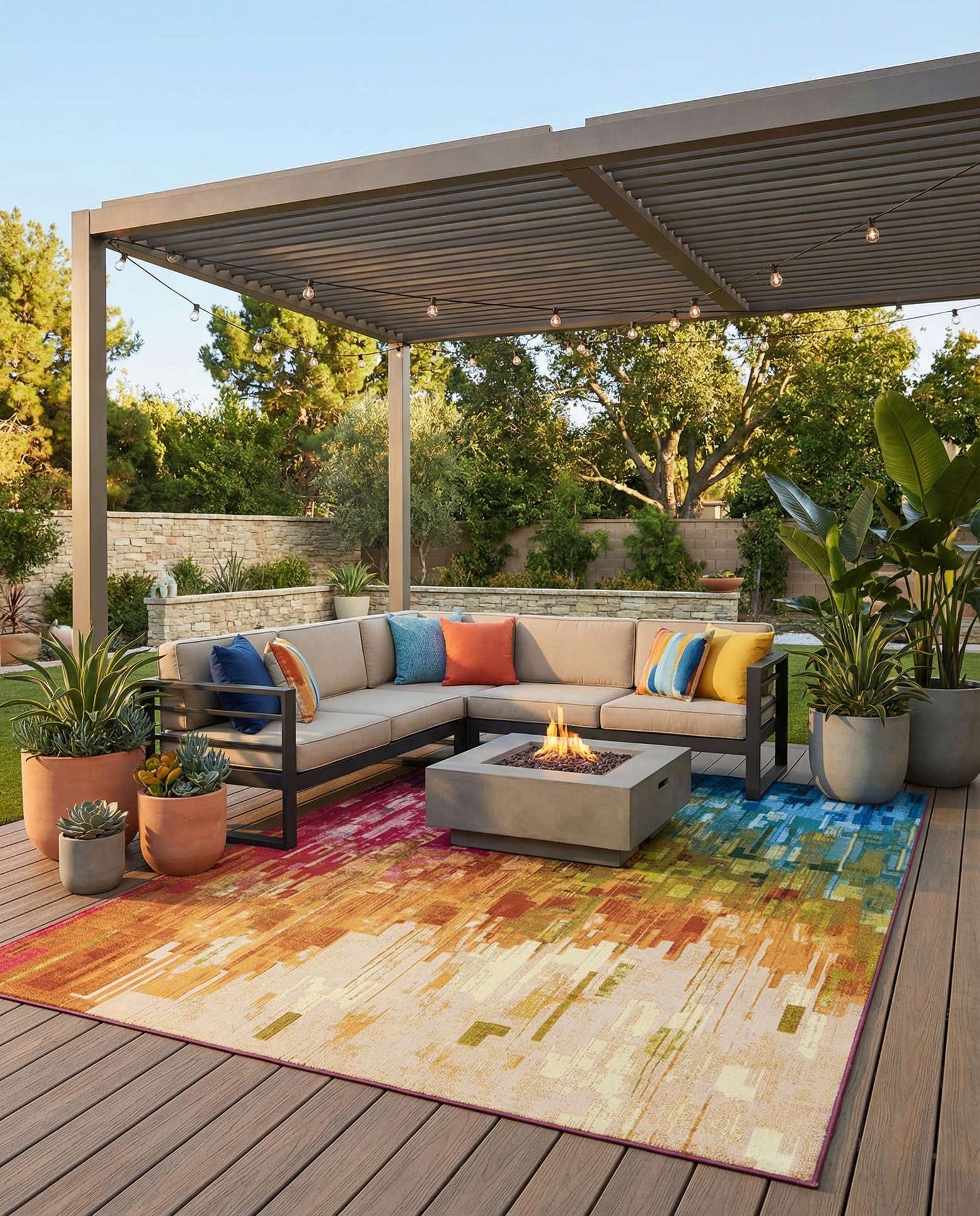 9' x 12' Easy-Clean Modern Indoor / Outdoor Rug
