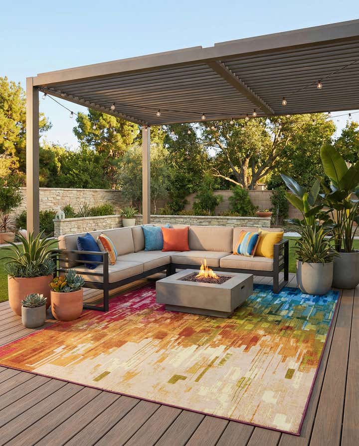 9' x 12' Easy-Clean Modern Indoor / Outdoor Rug