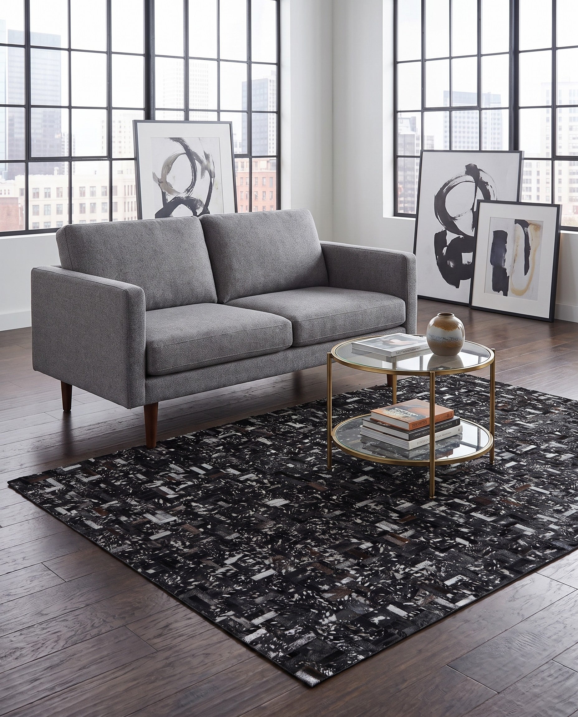 5' 1 x 8' Cowhide Leather Rug