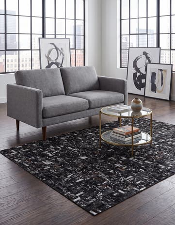 5' 1 x 8' Cowhide Leather Rug