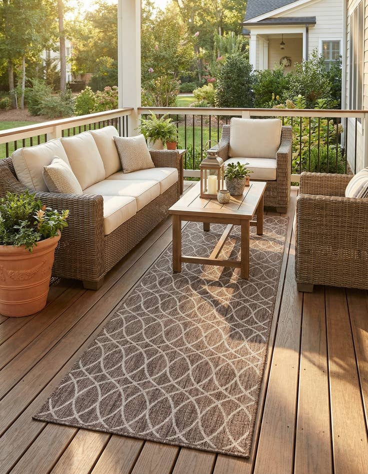 Detail image of 2' 7 x 10' Easy-Clean Trellis Indoor / Outdoor Runner Rug