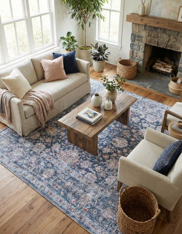 Royal Navy Blue Washable Yara Square Rug