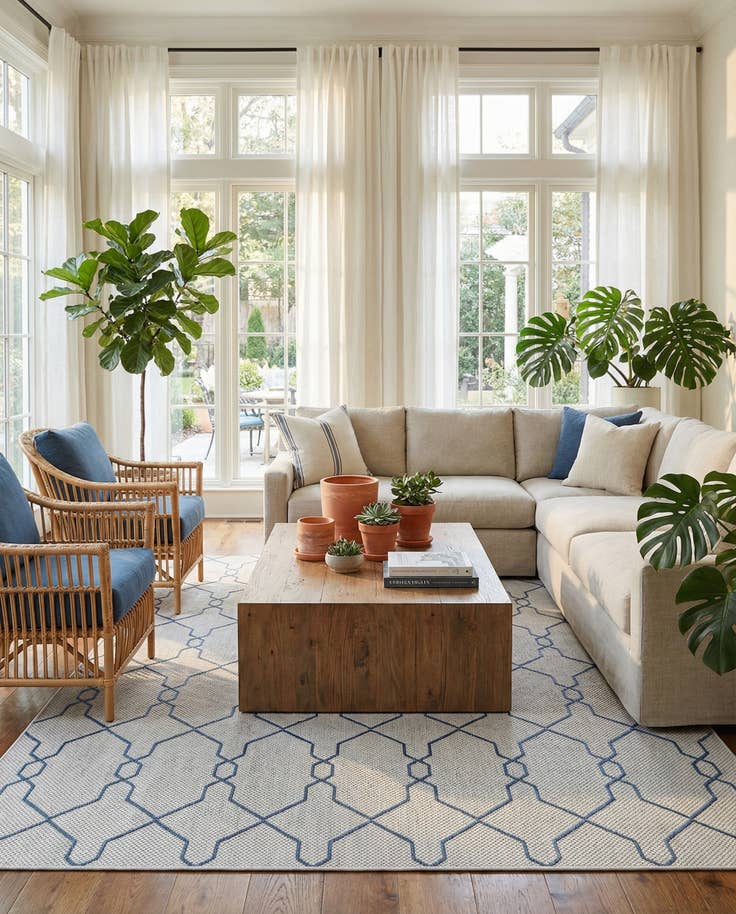 Detail image of 8' x 11' 4 Easy-Clean Lattice Indoor / Outdoor Rug