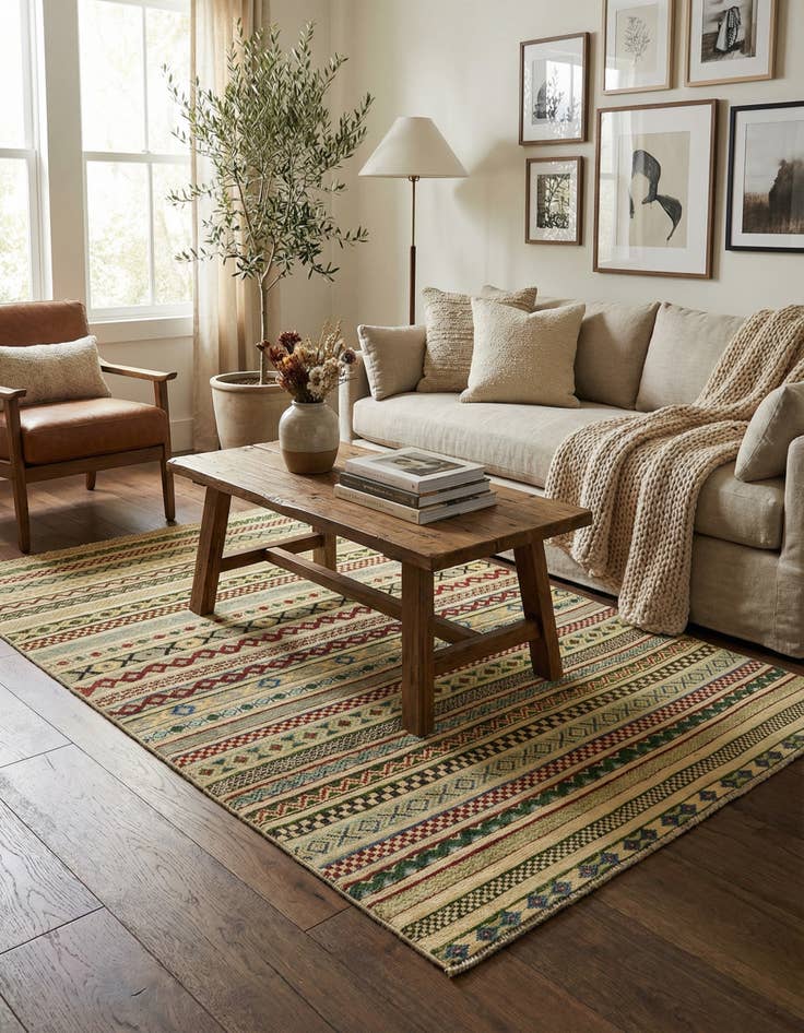 Detail image of  3' 7 x 5' 11  Hand Knotted Modern Ziegler Rug