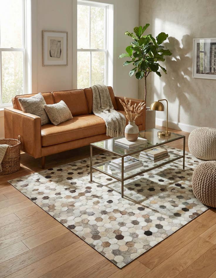 Detail image of 4' x 5' 11 Cowhide Stocks Rug