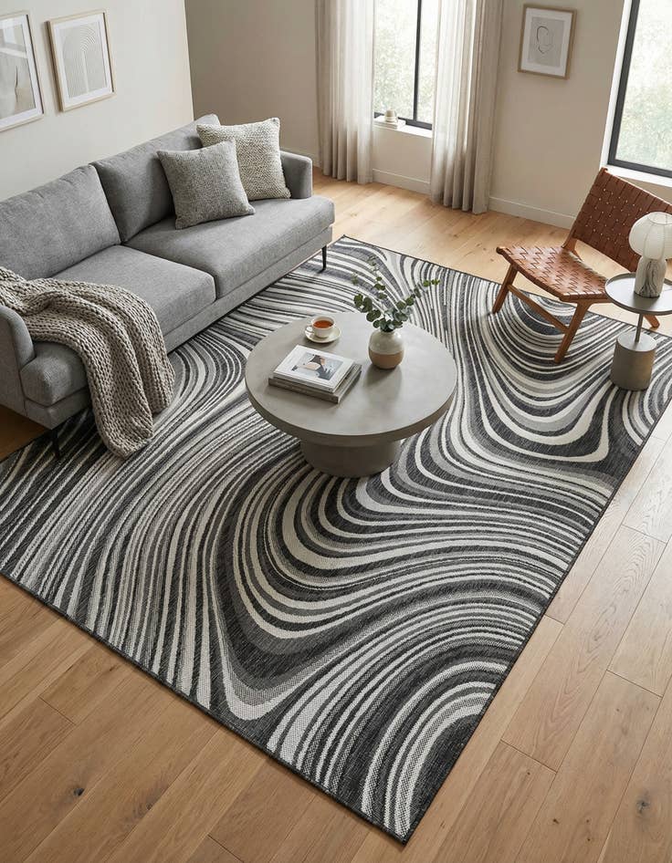 Detail image of 7' 10 x 11'  Washable Modern Indoor / Outdoor Rug