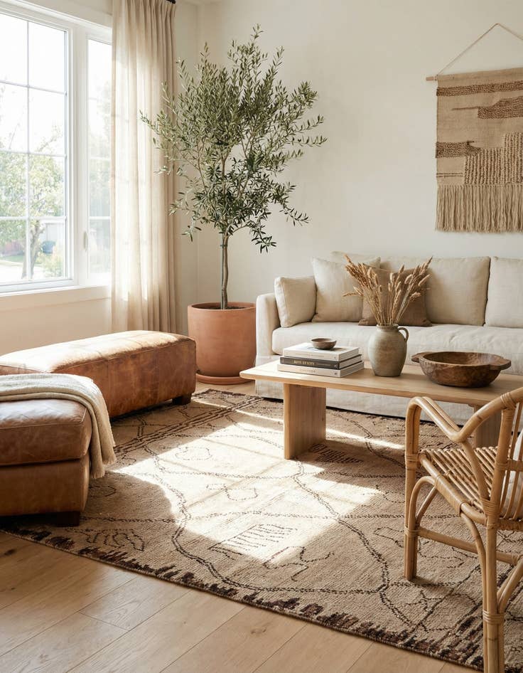 Detail image of 5' x 8'  Hand Knotted Moroccan Wool Rug