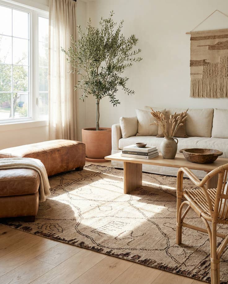 Detail image of 5' x 8' Hand Knotted Moroccan Wool Rug