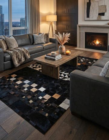 5' 1 x 7' 10 Cowhide Leather Rug