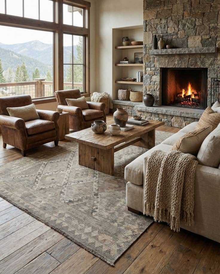 Detail image of 6' 8 x 9' 11 Hand Woven Kilim Maymana Wool Rug