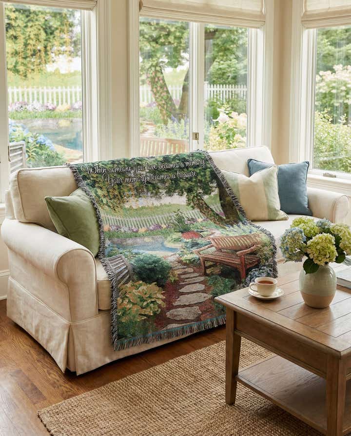 135cm x 185cm Tranquil Garden Throw Blanket