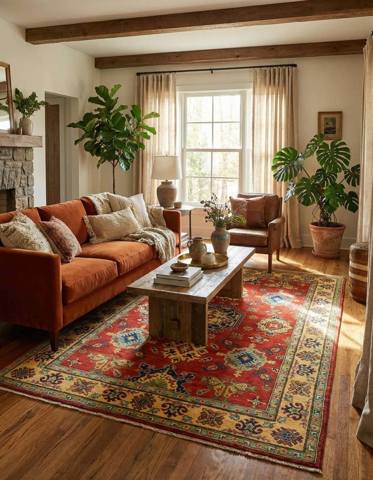 Detail image of  5' 2 x 7' 2  Hand Knotted Kazak Rug