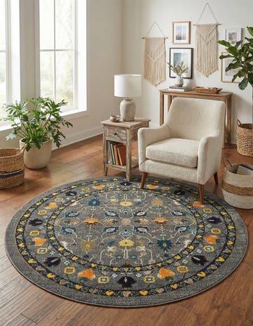 8' x 8' Washable Fleur Round Rug
