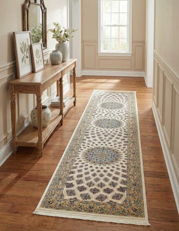 Ivory Nain Design Runner Rug