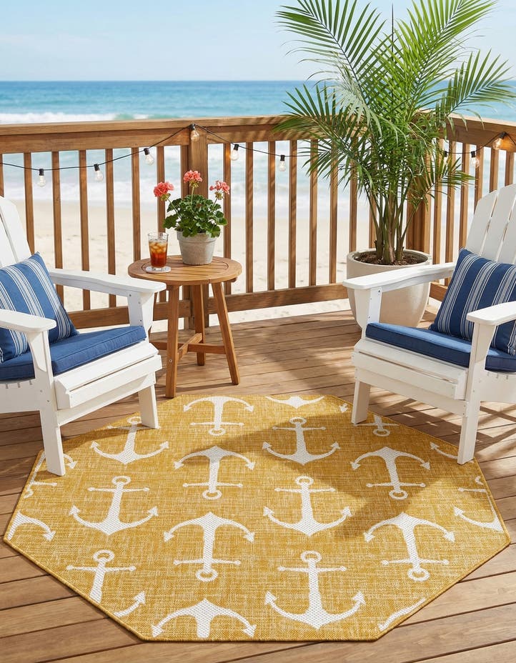 5' 3 x 5' 3 Easy-Clean Coastal Indoor / Outdoo...