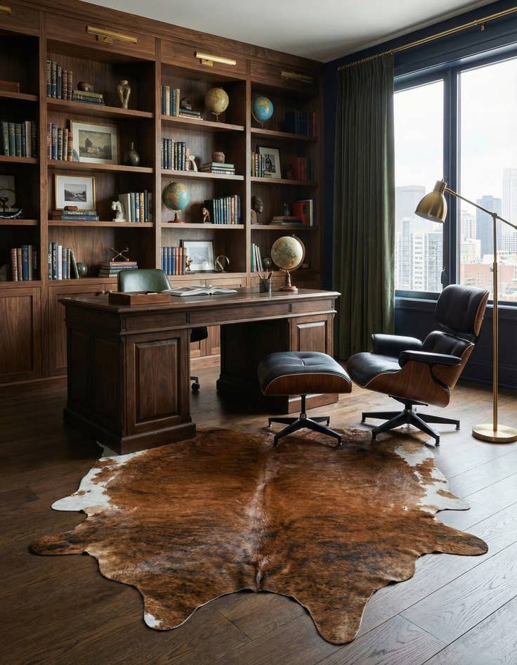 Detail image of 6' 1 x 6' 3 Cowhide Leather Square Rug