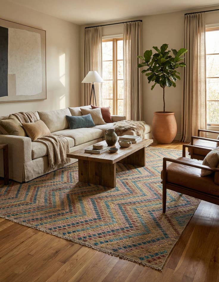 Detail image of 10' 3 x 12' 8  Hand Woven Kilim Modern Wool Rug