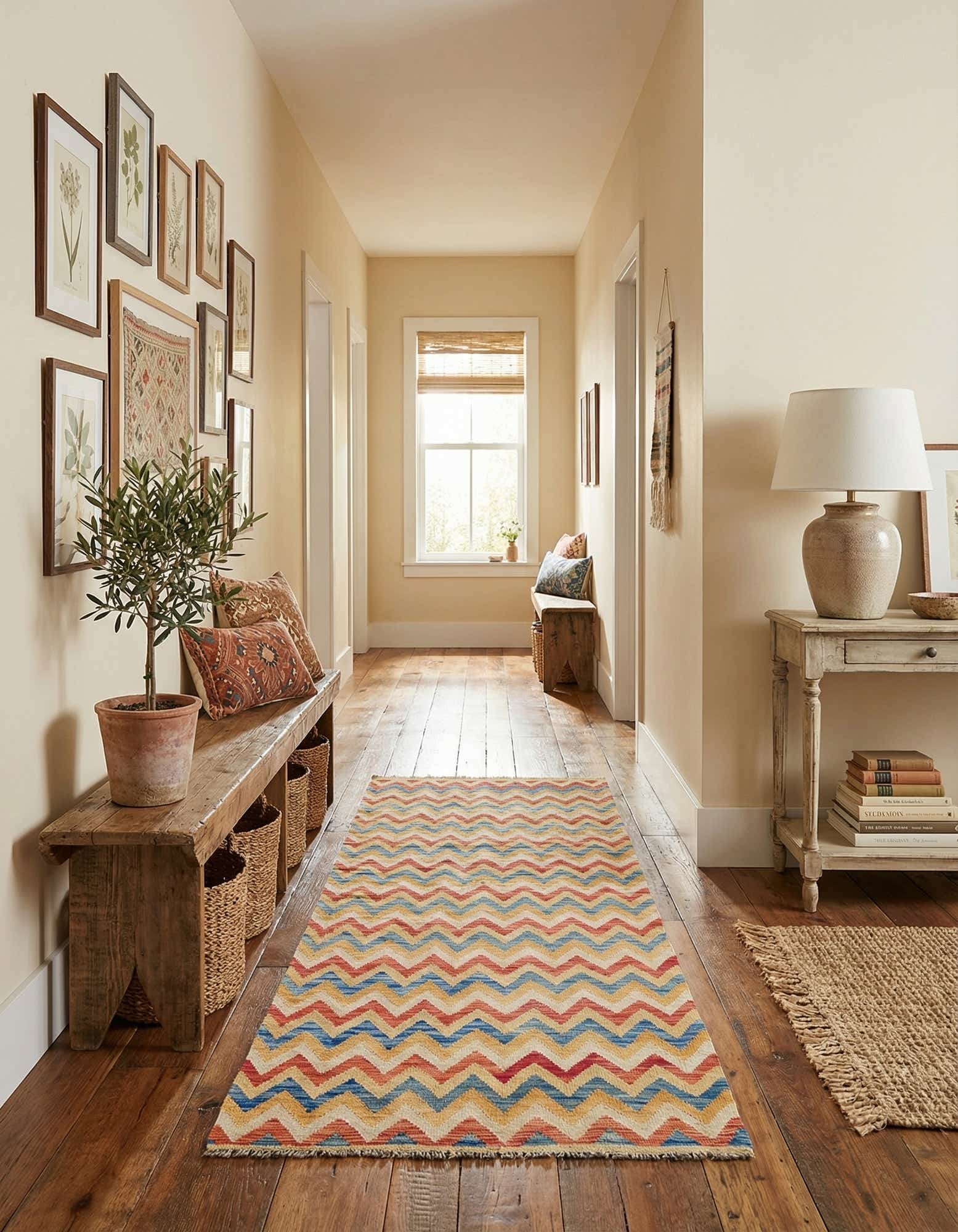 3' 3 x 6' 6 Hand Woven Kilim Maymana Wool Runner Rug