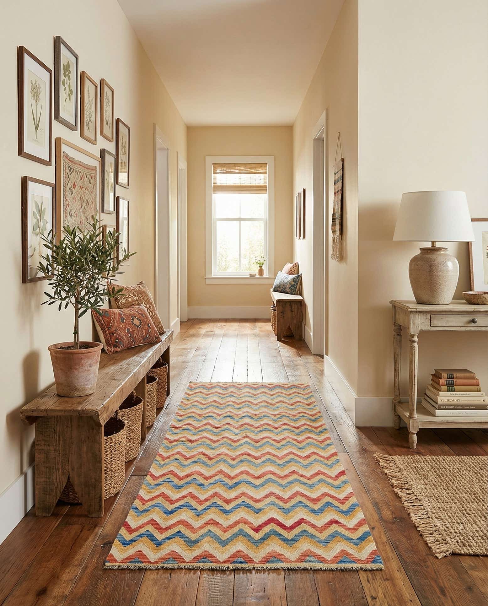 3' 3 x 6' 6 Hand Woven Kilim Maymana Wool Runner Rug