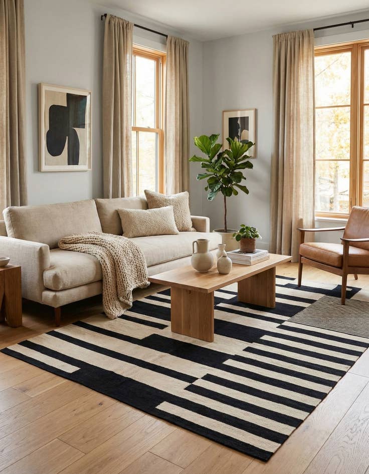 Detail image of 5' 8 x 7' 9  Hand Woven Kilim Modern Wool Rug