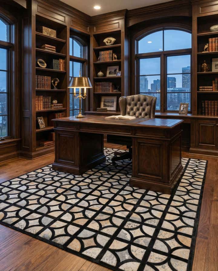 5' 2 x 8' Cowhide Leather Rug