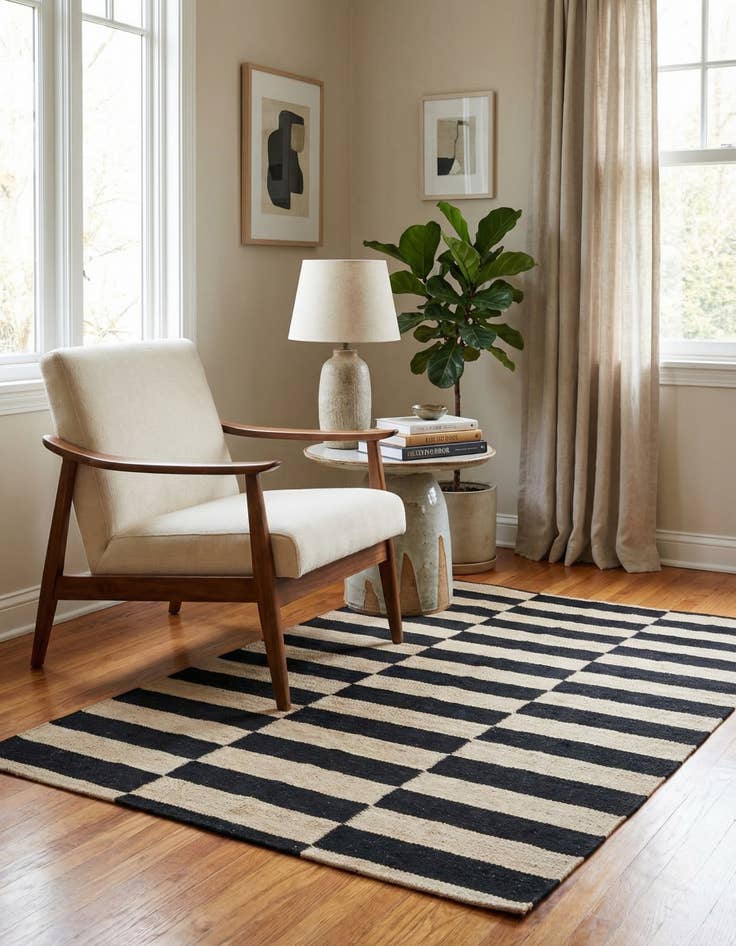 Detail image of 2' 7 x 4' 10  Hand Woven Kilim Modern Wool Rug